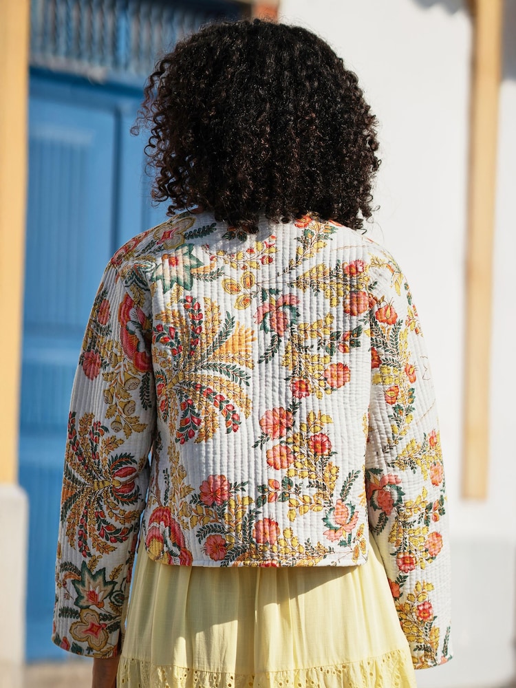 Yumi Boho Print Cotton Reversible Quilted Jacket - Image 5 of 5 Yumi Boho Print Cotton Reversible Quilted Jacket - Image 5 of 5