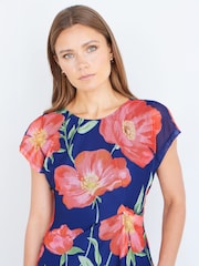 Yumi Blue Poppy Mesh Top - Image 4 of 5