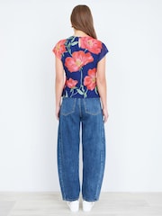 Yumi Blue Poppy Mesh Top - Image 5 of 5