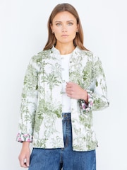 Yumi Green Printed Reversible Cotton Quilted Jacket - Image 2 of 5