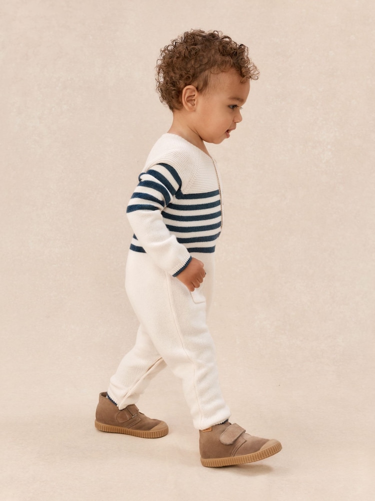 The White Company White Breton Knitted Sleepsuit With Cashmere - Image 1 of 5 The White Company White Breton Knitted Sleepsuit With Cashmere - Image 1 of 5