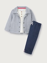 The White Company White Cotton Blend Stripe Shirt, Top & Joggers Set - Image 5 of 5