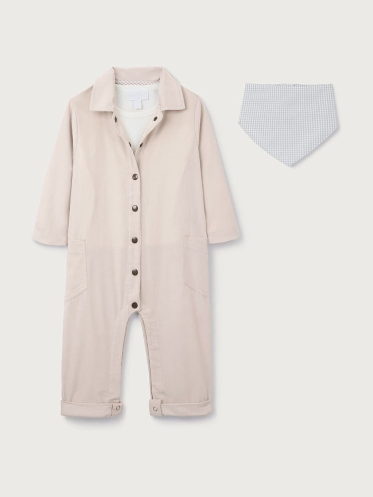 The White Company White Cotton Blend Cord Jumpsuit Top & Neckerchief Set - Image 1 of 3