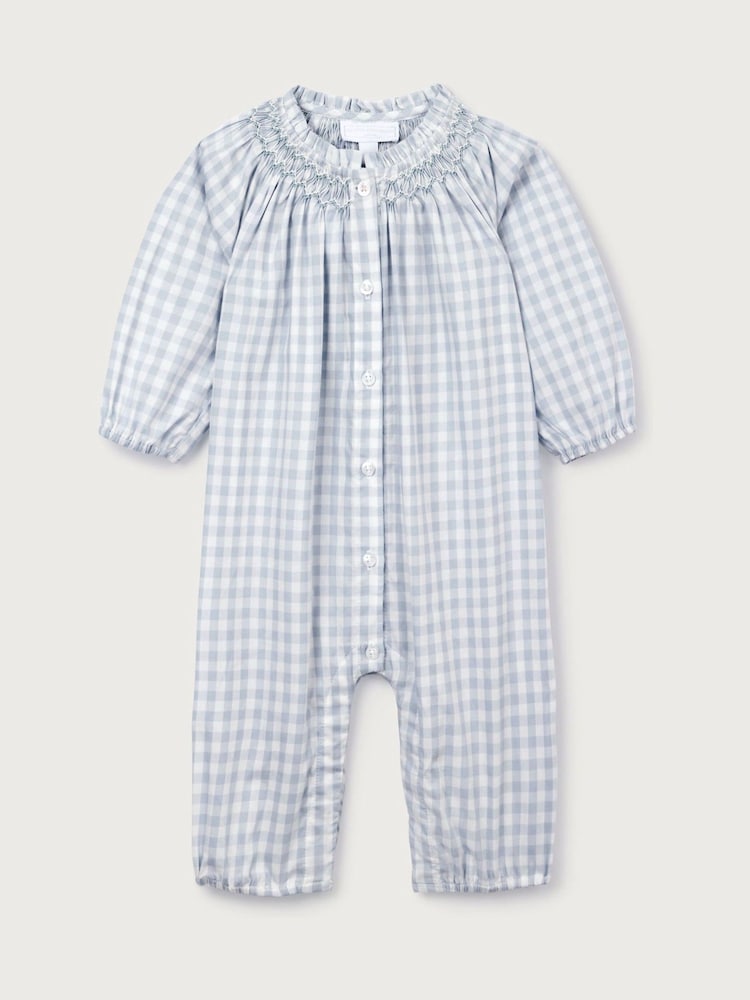 The White Company Cotton Poplin Mini Gingham Handsmocked Romper - Image 4 of 4 The White Company Cotton Poplin Mini Gingham Handsmocked Romper - Image 4 of 4