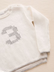 The White Company White Cotton Blend My 3rd Birthday Jumper & Crown Gift Set - Image 3 of 3