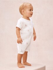 The White Company White Cotton Watercolour Boat Print Shorts - Image 2 of 5