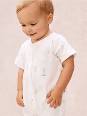 The White Company White Cotton Watercolour Boat Print Shorts - Image 3 of 5