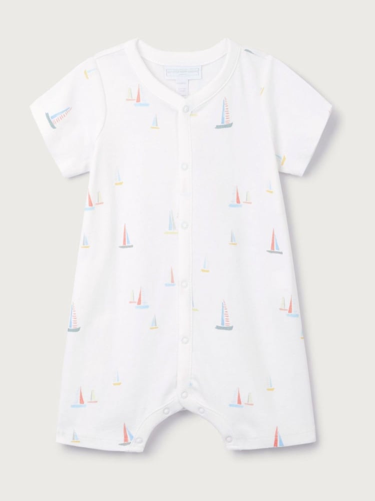 The White Company White Cotton Watercolour Boat Print Shorts - Image 5 of 5
