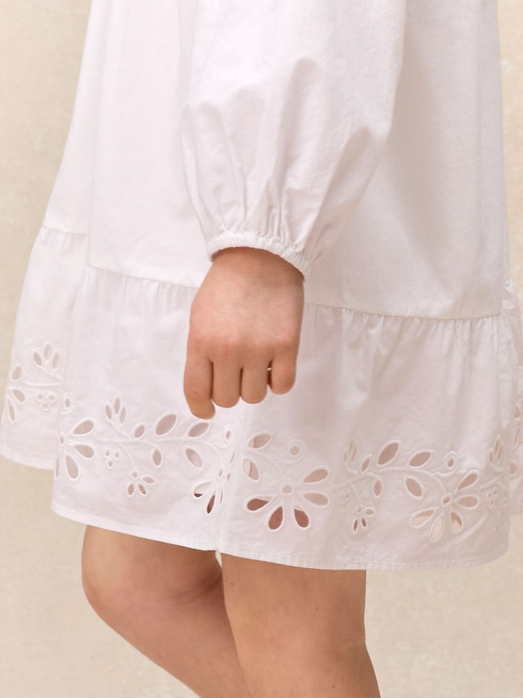 white cotton bohemian dress White Boho Midi Dress