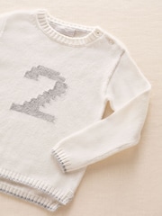 The White Company White Cotton Blend My 2nd Birthday Jumper & Crown Gift Set - Image 3 of 3