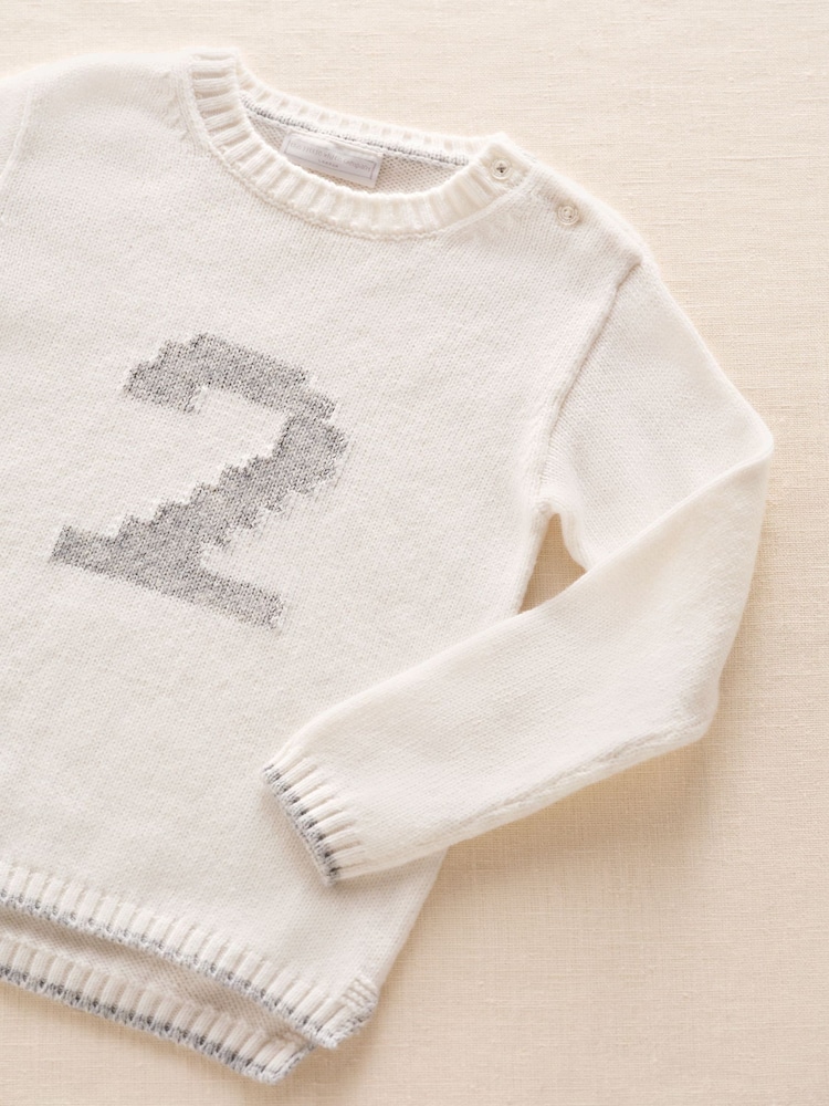 The White Company White Cotton Blend My 2nd Birthday Jumper & Crown Gift Set - Image 3 of 3
