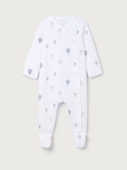 The White Company White Cotton Hot Air Balloon Embroidered Sleepsuit - Image 1 of 1