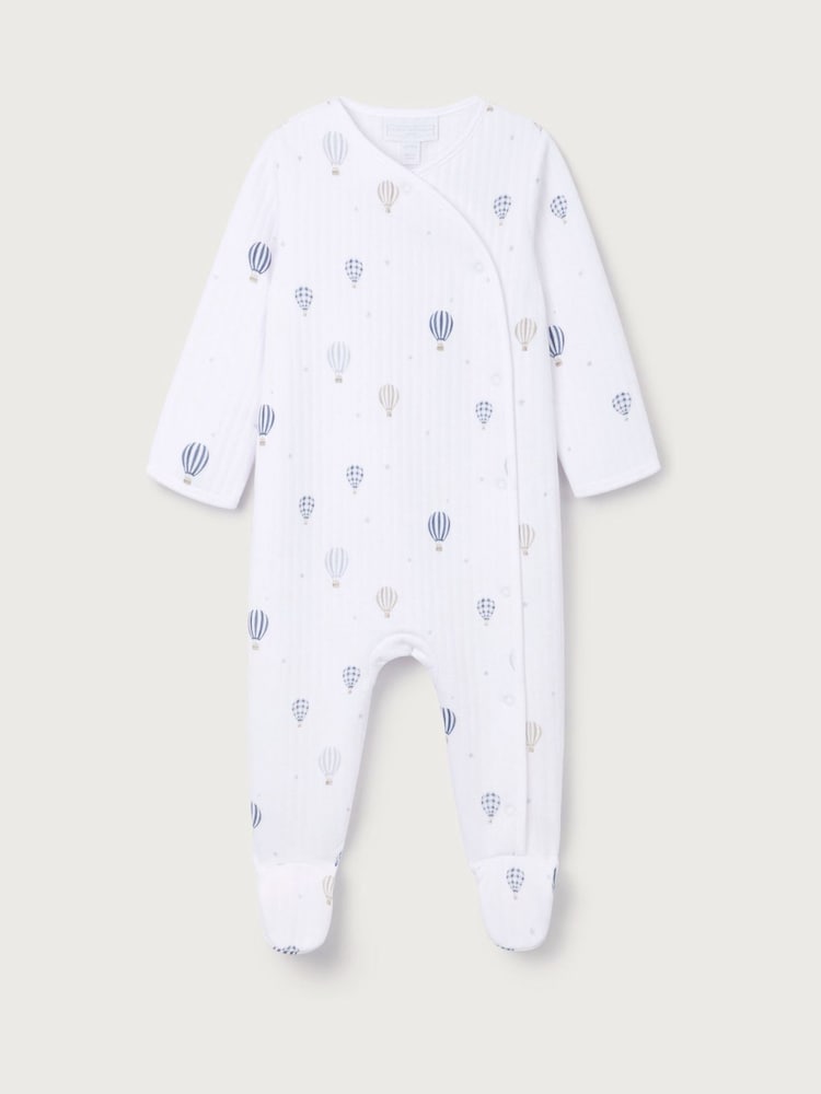 The White Company White Cotton Hot Air Balloon Embroidered Sleepsuit - Image 1 of 1