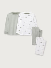 The White Company White Cotton Blend Farmyard & Stripe Slim Fit Pyjamas Set Of 2 - Image 1 of 2