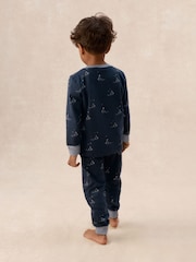 The White Company Blue Cotton Blend Glow In The Dark Paper Boats Slim Fit Pyjamas - Image 4 of 5