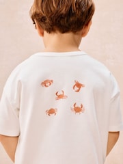 The White Company White Cotton Blend Crab & Stripe Relaxed Fit Shortie Pyjamas - Image 3 of 5