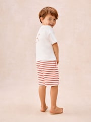 The White Company White Cotton Blend Crab & Stripe Relaxed Fit Shortie Pyjamas - Image 4 of 5