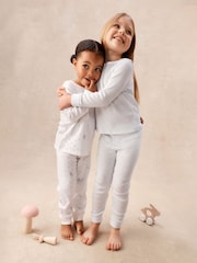 The White Company Blue Cotton Blend Enchanted Fairy & Stripe Slim Fit Pyjamas Set Of 2 - Image 1 of 6
