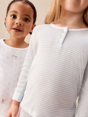 The White Company Blue Cotton Blend Enchanted Fairy & Stripe Slim Fit Pyjamas Set Of 2 - Image 2 of 6