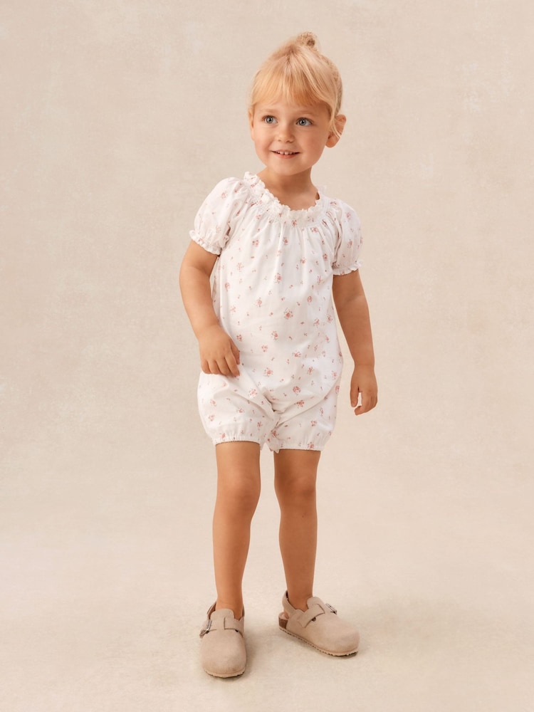 The White Company White Baby Cotton Delphie Floral Romper - Image 2 of 5