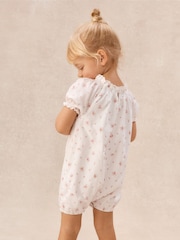 The White Company White Baby Cotton Delphie Floral Romper - Image 4 of 5