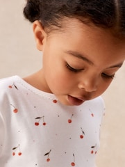 The White Company Pink Cotton Blend Cherry Print Slim Fit Pyjamas - Image 2 of 5