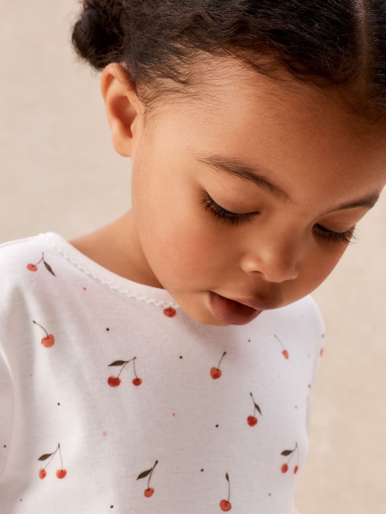 The White Company Pink Cotton Blend Cherry Print Slim Fit Pyjamas - Image 2 of 5