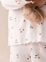 The White Company Pink Cotton Blend Cherry Print Slim Fit Pyjamas - Image 3 of 5