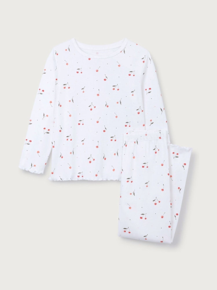 The White Company Pink Cotton Blend Cherry Print Slim Fit Pyjamas - Image 5 of 5