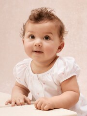 The White Company White Cotton Heart Embroidered Rompersuit - Image 3 of 5