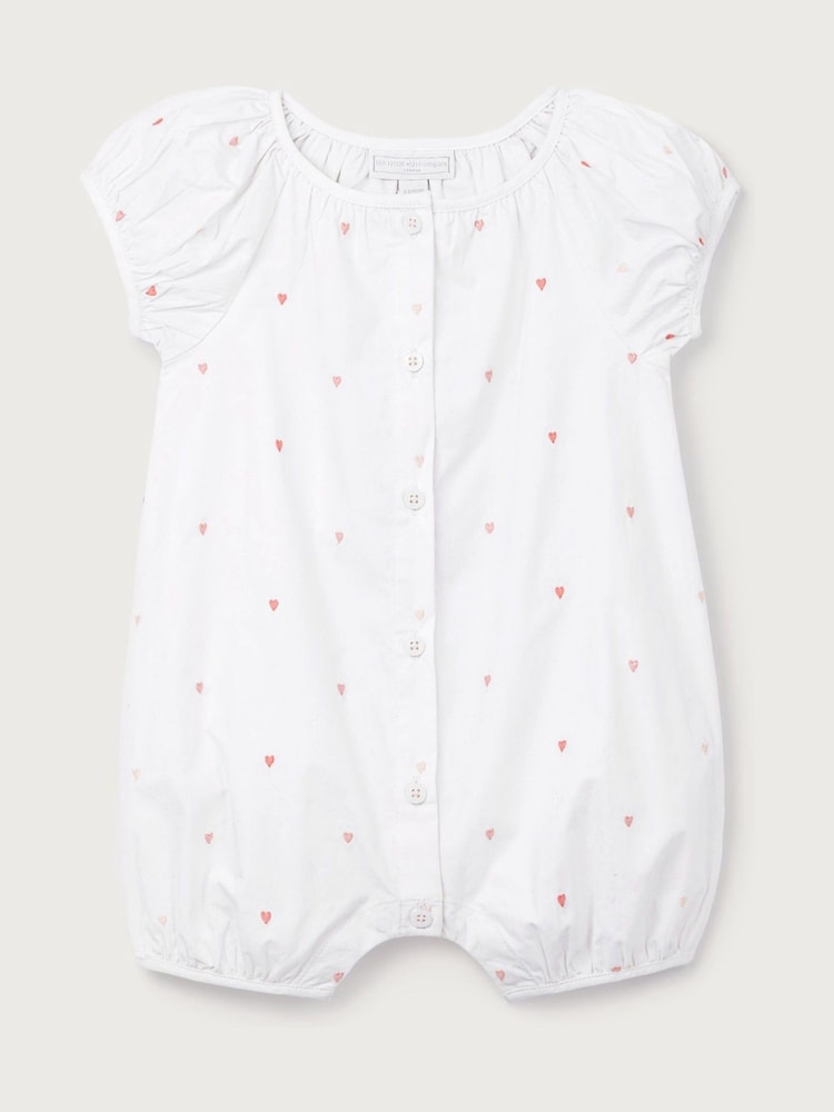The White Company White Cotton Heart Embroidered Rompersuit - Image 5 of 5