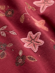 FatFace Jaz Burgundy Red Embroidered Floral Crew Sweat Top - Image 2 of 2