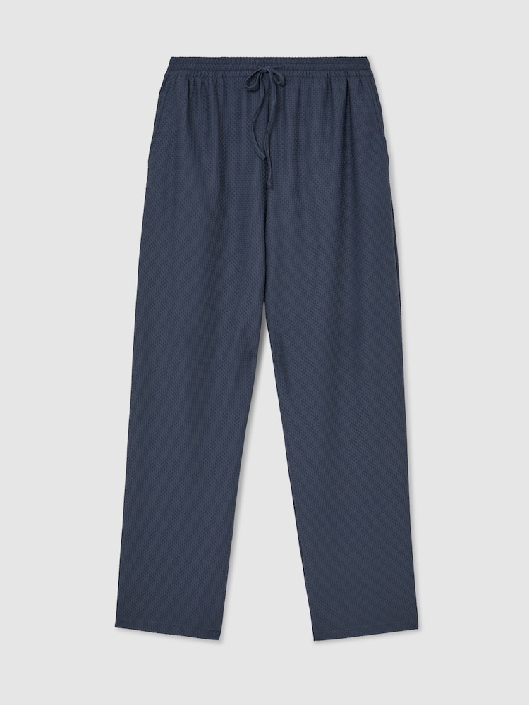 Reiss Airforce Blue Wesley Textured Drawstring Relaxed-Fit Trousers - Image 2 of 6 Reiss Airforce Blue Wesley Textured Drawstring Relaxed-Fit Trousers - Image 2 of 6