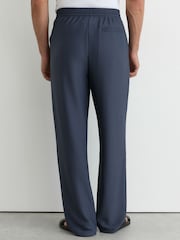 Reiss Airforce Blue Wesley Textured Drawstring Relaxed-Fit Trousers - Image 5 of 6
