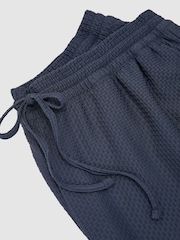 Reiss Airforce Blue Wesley Textured Drawstring Relaxed-Fit Trousers - Image 6 of 6