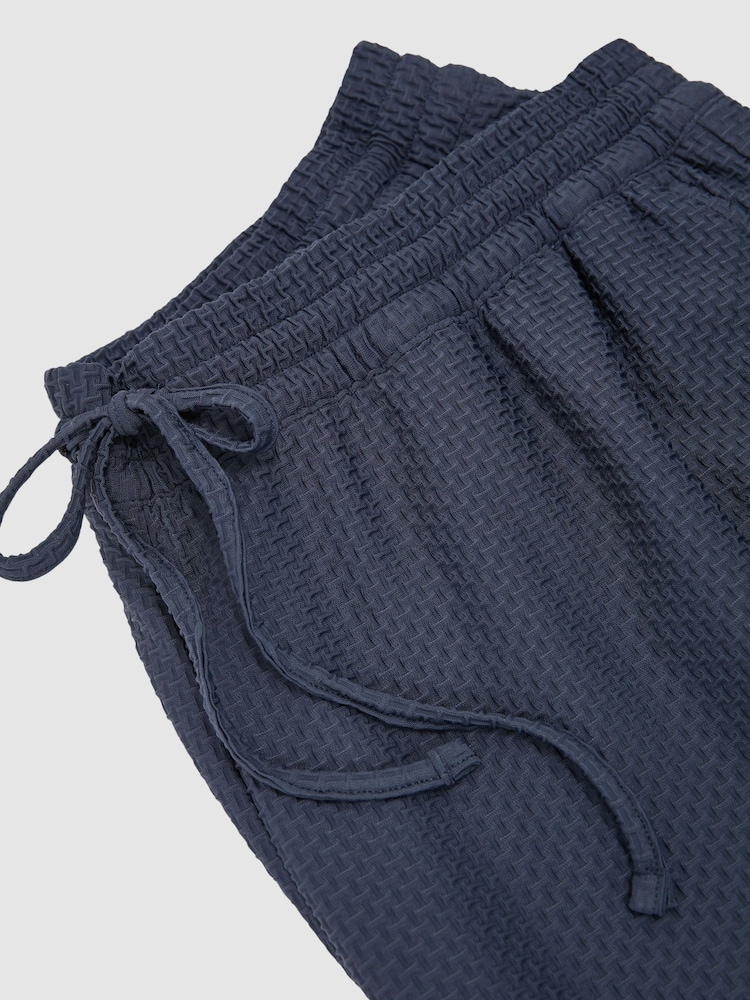 Reiss Airforce Blue Wesley Textured Drawstring Relaxed-Fit Trousers - Image 6 of 6 Reiss Airforce Blue Wesley Textured Drawstring Relaxed-Fit Trousers - Image 6 of 6