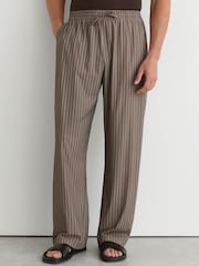 Reiss Taupe Brown Watkin Stripe Drawstring Relaxed-Fit Trousers - Image 3 of 7