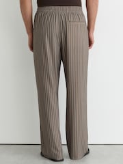 Reiss Taupe Brown Watkin Stripe Drawstring Relaxed-Fit Trousers - Image 5 of 7