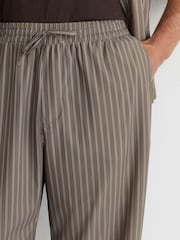 Reiss Taupe Brown Watkin Stripe Drawstring Relaxed-Fit Trousers - Image 6 of 7