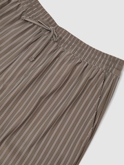 Reiss Taupe Brown Watkin Stripe Drawstring Relaxed-Fit Trousers - Image 7 of 7