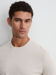 Reiss Stone Mouline Wessex Merino Wool Crew-Neck Jumper - Image 1 of 6