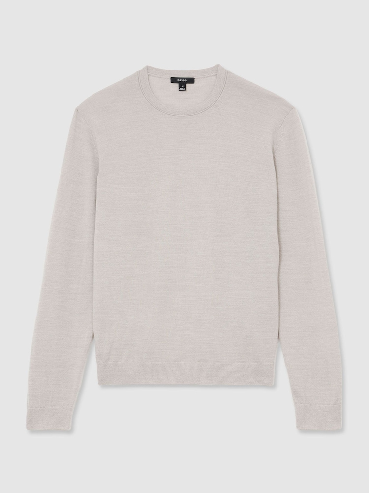 Reiss Stone Mouline Wessex Merino Wool Crew-Neck Jumper - Image 2 of 6