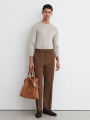 Reiss Stone Mouline Wessex Merino Wool Crew-Neck Jumper - Image 3 of 6