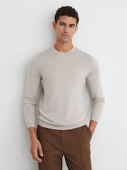 Reiss Stone Mouline Wessex Merino Wool Crew-Neck Jumper - Image 4 of 6