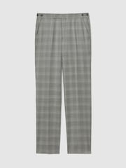 Reiss Light Grey Steal Classic Fit Wool Check Side-Adjuster Suit Trousers - Image 2 of 6