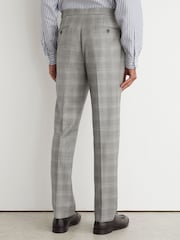 Reiss Light Grey Steal Classic Fit Wool Check Side-Adjuster Suit Trousers - Image 5 of 6