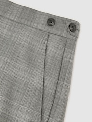 Reiss Light Grey Steal Classic Fit Wool Check Side-Adjuster Suit Trousers - Image 6 of 6