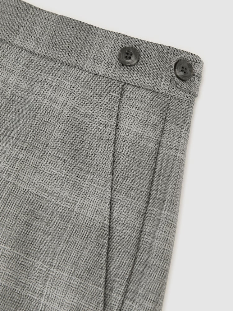Reiss Light Grey Steal Classic Fit Wool Check Side-Adjuster Suit Trousers - Image 6 of 6 Reiss Light Grey Steal Classic Fit Wool Check Side-Adjuster Suit Trousers - Image 6 of 6