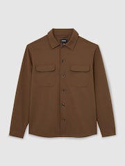 Reiss Tobacco Brown Peshi Twin-Pocket Button-Through Overshirt - Image 2 of 6