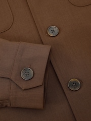 Reiss Tobacco Brown Peshi Twin-Pocket Button-Through Overshirt - Image 6 of 6
